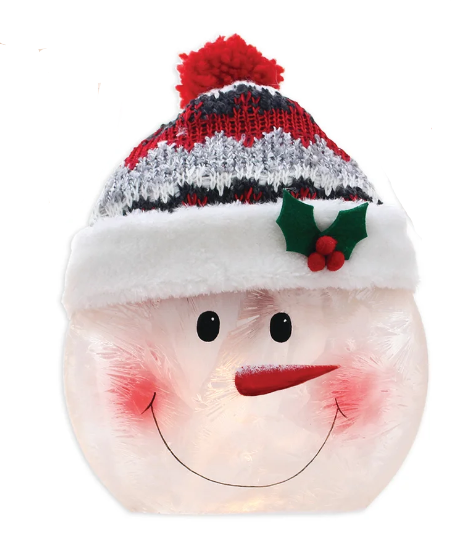 Snowman Head - Lit Glass (Hat with Pom Pom)