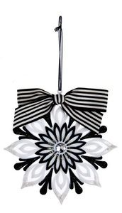 Ornament - Snowflake (Black and White with Bow)