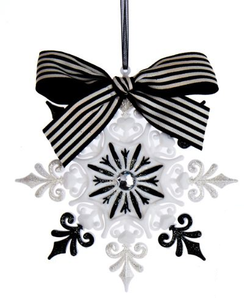 Ornament - Snowflake (Black and White with Bow)