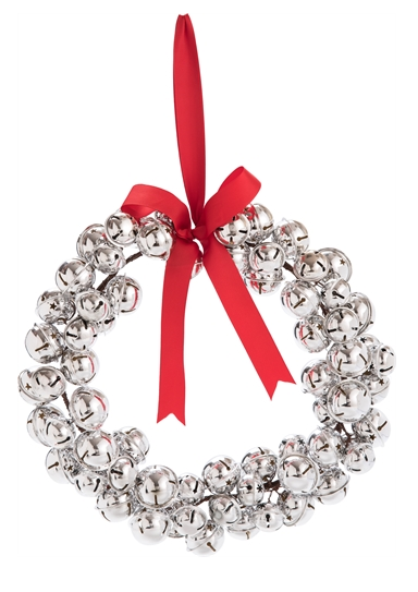 Wreath - Silver Bells with Red Bow