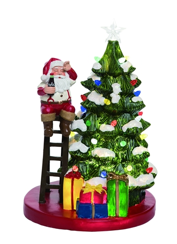 Santa - On Ladder with Lighted Tree