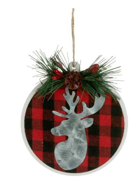 Ornament - Deer Plaid (Red Black)
