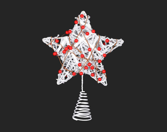Tree Topper - White Star with Berries