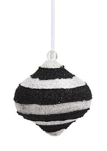 Ornament - Black and White Glitter Onion