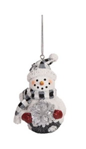 Snowman Ornament - Buffalo Check (With Snowflake)