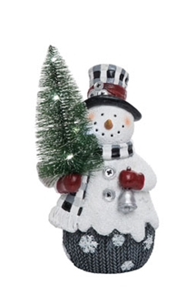 Snowman with Tree - Lit (Holding Bell)