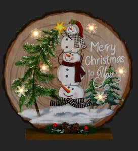 Log LED - Snowmen Merry Christmas To You