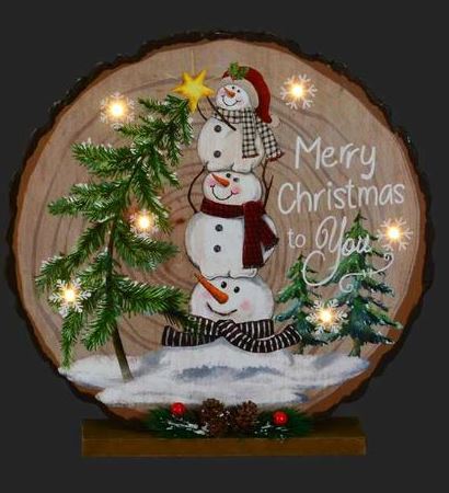 Log LED - Snowmen Merry Christmas To You